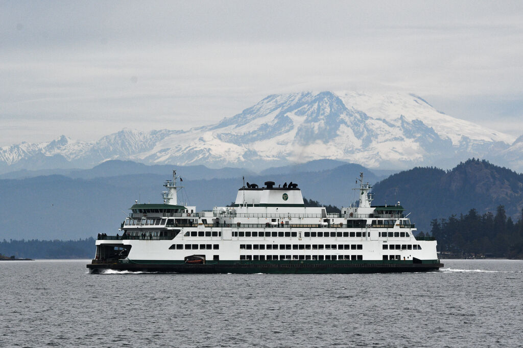 Washington State Ferry with Mt. Baker