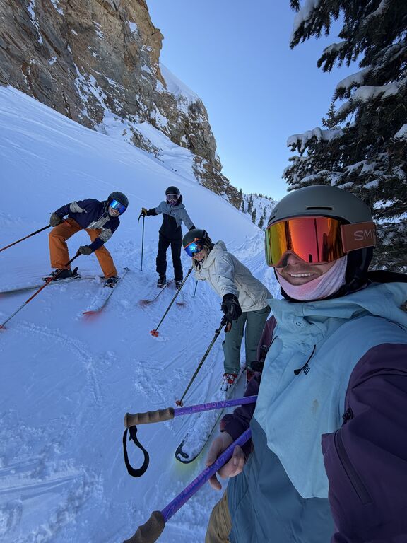 Employees enjoying a beautiful ski day!