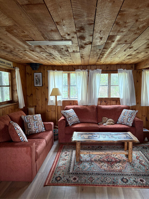 Living room of a staff house known as the Big House, a historic building dating back to 1925. This is usually for a couple or one person, depending on housing availability.