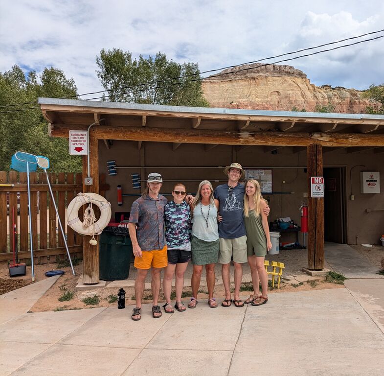 Outdoor Adventure staff by the pool