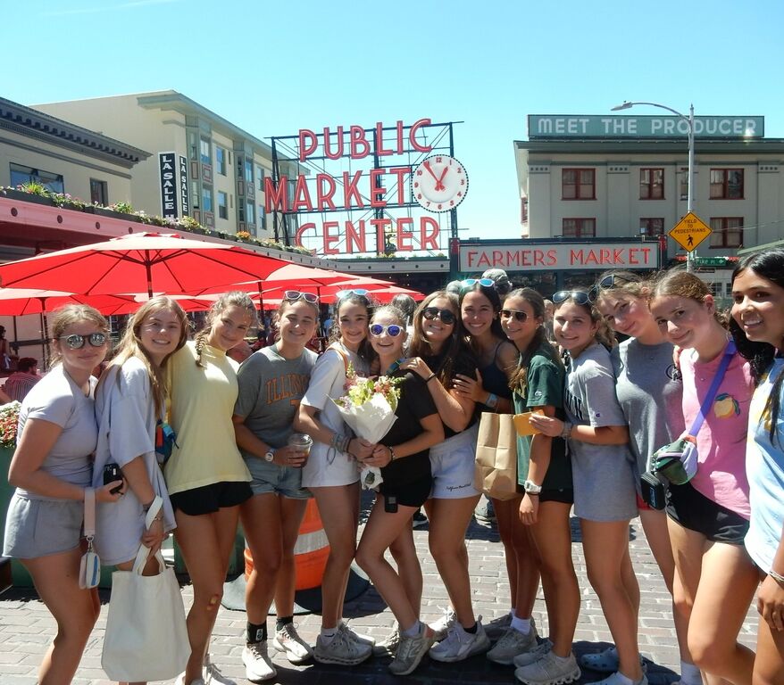Pit stop in Seattle at Pikes Place Market with Camp Thunderbird for Girls