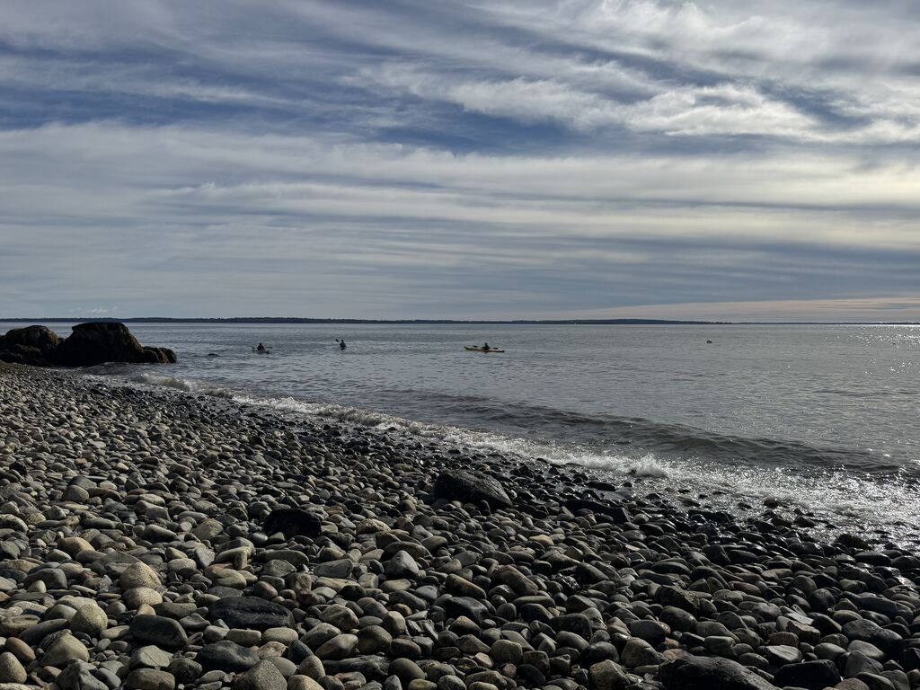 Guests leaving via kayak from our beach.